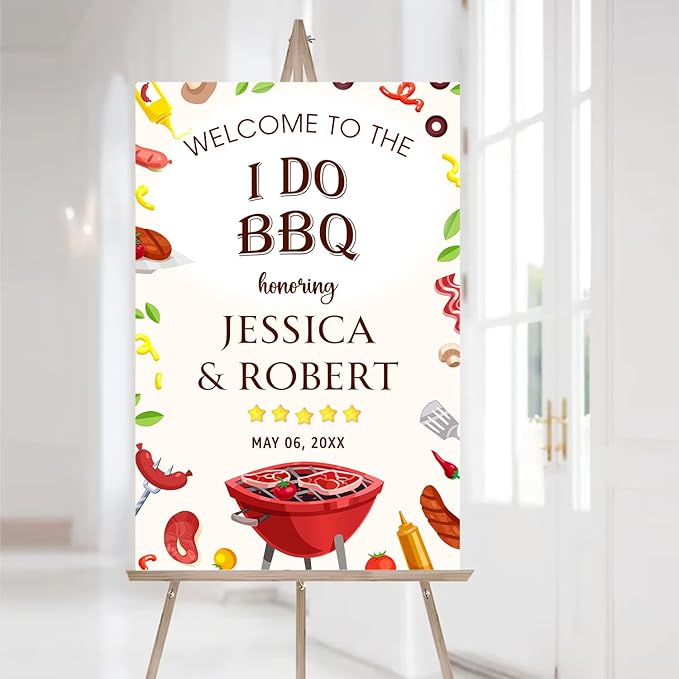Personalized I Do BBQ Welcome Sign, Welcome Sign For BBQ Rehearsal Dinner, BBQ Engagement Party Sign, Couples Shower BBQ Sign, I Do Barbeque Sign, BBQ Signs For Outside, I Do BBQ Decorations