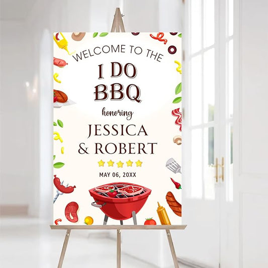 Personalized I Do BBQ Welcome Sign, Welcome Sign For BBQ Rehearsal Dinner, BBQ Engagement Party Sign, Couples Shower BBQ Sign, I Do Barbeque Sign, BBQ Signs For Outside, I Do BBQ Decorations