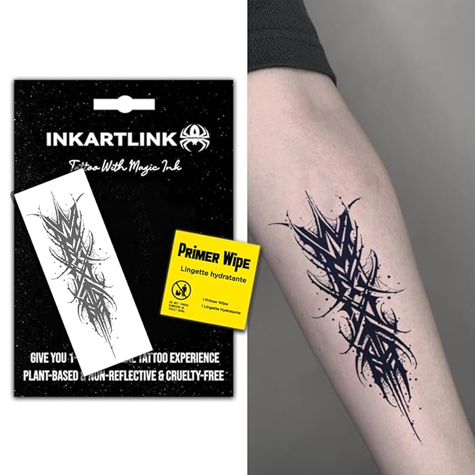 INKARTLINK Semi Permanent Tattoo, Temporary Tattoo, Beautiful and Realistic Design, Fun Tattoo Experience, Cruelty-free, Non-reflective, Waterproof (Demon Ink)