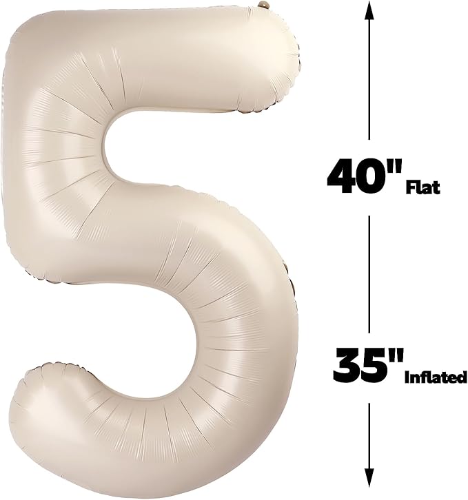 Cream White 40 Inch Large Number 25 52 Birthday Balloon, 25 52 Birthday Decorations, Foil 25 52 Mylar Helium Numbers Balloons Girl Boy Anniversary Party Supplies