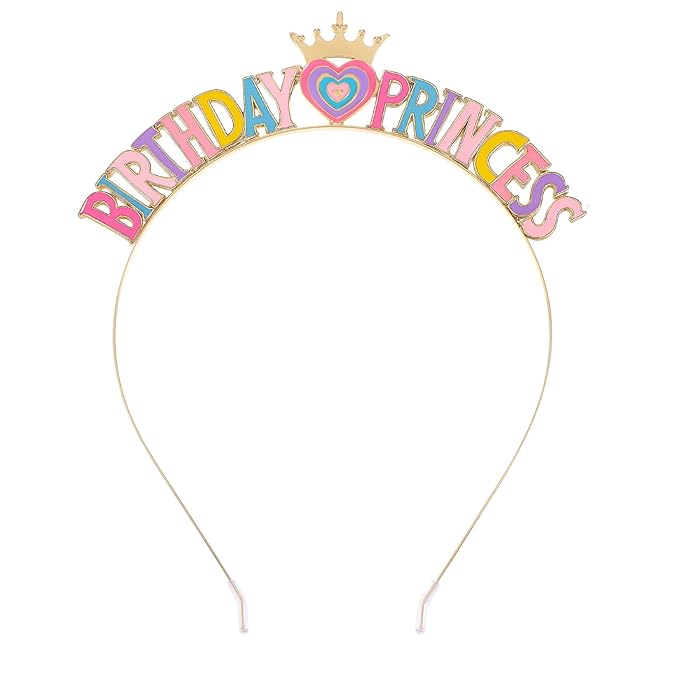 Birthday Headband,Happy Birthday Headband for Women,Princess Birthdays Crown Tiara, Colorful Heart Design,Great Gifts Crown Gift Party Decorations for Women Girls