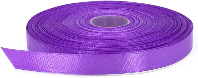 Purple Satin Ribbon, 1/2 inch x 50 Yards, Double Face Solid Color, Thick and Durable Ribbon Roll, 100% Polyester Ribbon for Gift Wrapping, Crafts, Hair and Multiple Decorations