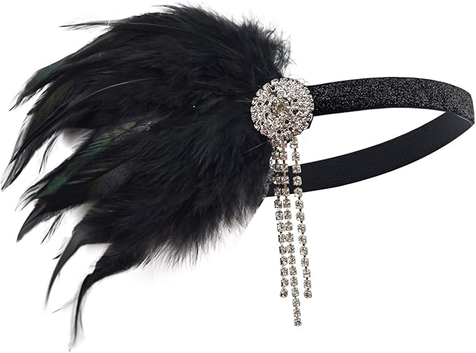 DRESHOW 1920s Great Gatsby Accessories for Women Flapper Headpiece Headband Gloves Costume Harlem Nights Accessories Set