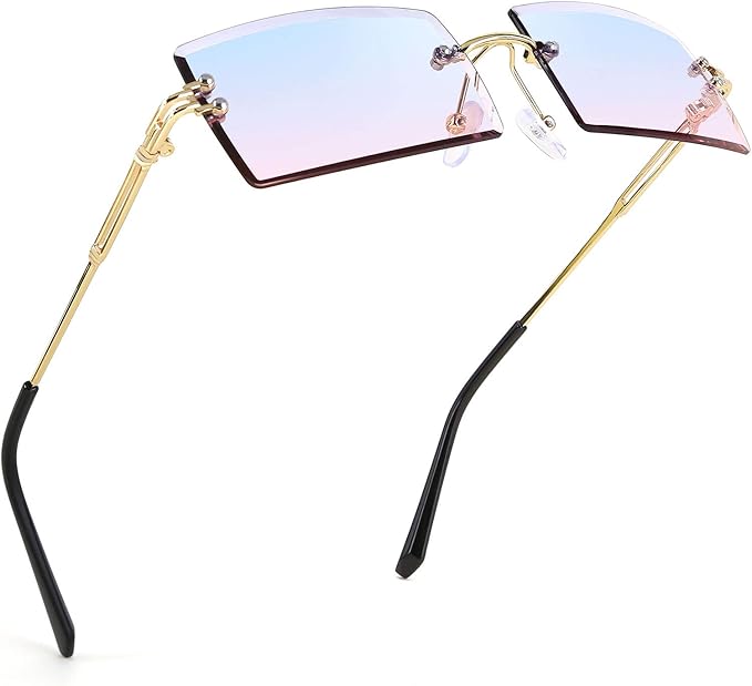 FEISEDY Vintage Rimless Sunglasses Rectangle Frameless Candy Color Glasses Women Men B2642