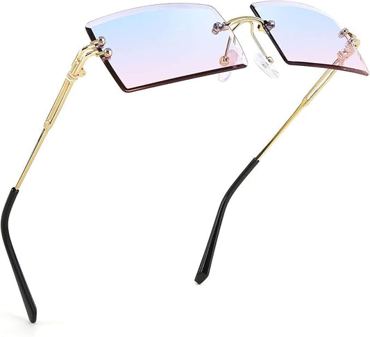 FEISEDY Vintage Rimless Sunglasses Rectangle Frameless Candy Color Glasses Women Men B2642
