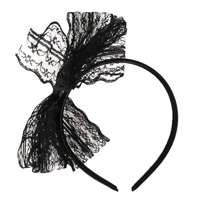 Hairband, 80's Lace Headband - White, Black - 10pcs Pack - Large Lace Bows - Daily Match and Party Use - Unisex Hair Styling Accessories for Adult Women