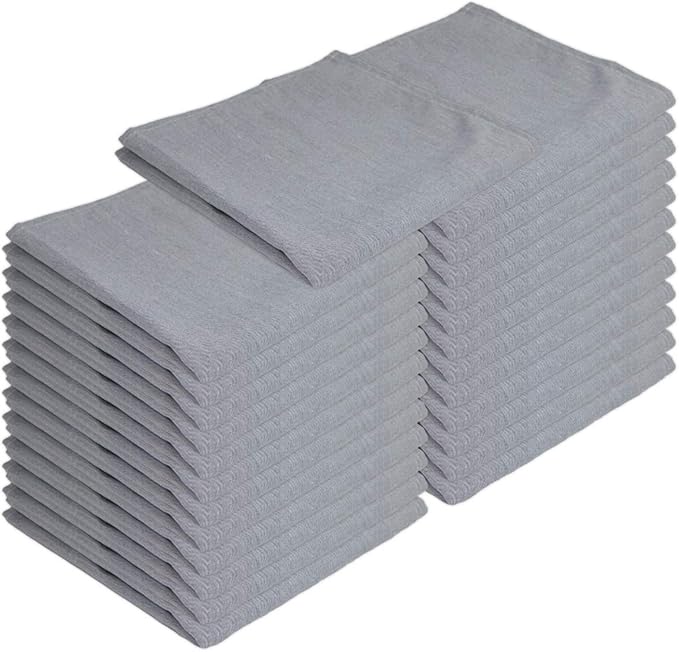 Arkwright Restaurant Cloth Napkins - (Pack of 25) Spun Polyester Dinner Napkin with Hemmed Edges - Ideal for Dinner, Wedding, Party, Banquet, Kitchen, 20 x 20 in, Chambray Grey