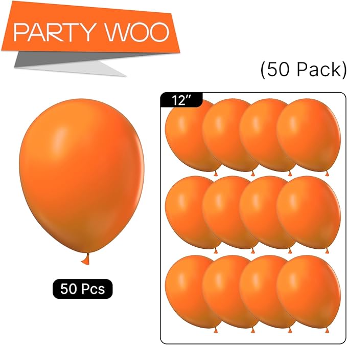 PartyWoo Orange Balloons 50pcs 12 Inch Fall Latex Helium Balloons for Birthday Baby Shower Graduation Fall Tangerine Little Cutie Pumpkin Tropical Sunshine Boho Theme Party Decorations Orange-Y9