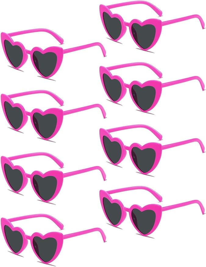8 Pack Heart Sunglasses Vintage Cat Eye Heart Glasses Retro Bachelorette Bride Sunglasses Bulk for Women
