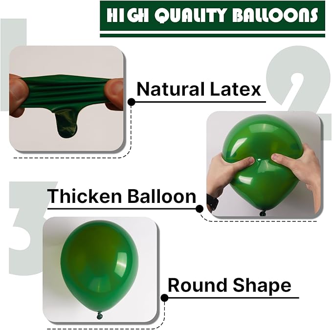PartyWoo Dark Green Balloons 85 pcs Green Balloons Hunter Different Sizes Pack of 18 12 10 5 Inch Emerald Arch Kit Balloon Garland as Christmas Party Decorations Green-Y56