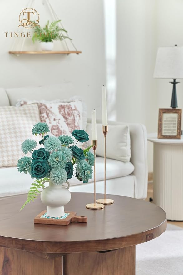 TINGE TIME Green Flowers, Artificial Flowers Combo Box Set with Stems for DIY Wedding Bouquets Table Centerpieces Baby Shower Home Party Floral Arrangements Decorations