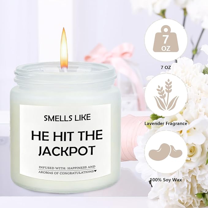 Engagement Gifts for Couples Her Engagement Party Decorations Gift for Couple Wine Bag Scented Candles Set Pairs Well with Getting Engaged Gifts Smell Like He Hit The Jackpot White Wine Bag