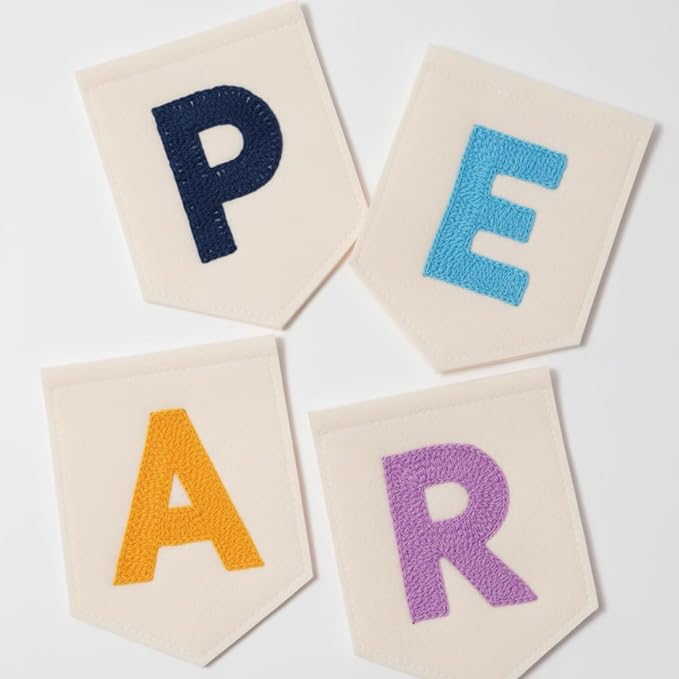 Pastel Rainbow Name Bunting, Personalized Embroidered Name Banner for Nursery Decor, Custom Embroidered Felt Nursery Letter Bunting for Baby Birthday Party Shower Gift