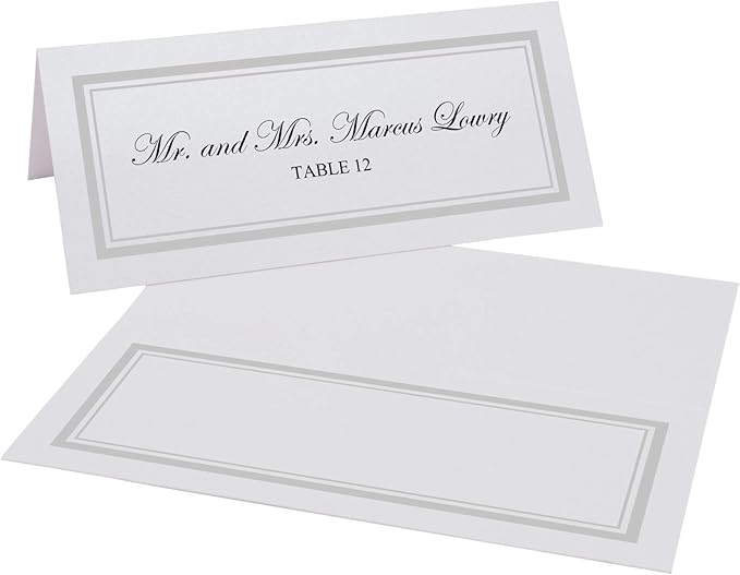 Double Line Border Place Cards, Silver (Choose Color), Set of 150, Pre-cut and Scored - Wedding, Party, Dinner, and Special Events - Made in the USA