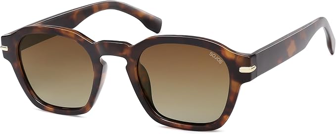 SOJOS Vintage Retro Square Polarized Sunglasses Men Standard Fit Trendy Womens Sun Glasses SJ2382