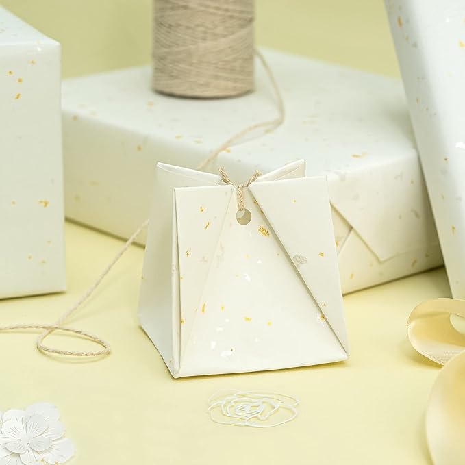 WRAPAHOLIC Ivory Wrapping Paper Roll - Mini Roll - 17 Inch x 16.5 Feet - Ivory Gold Design with Silky Touch Perfect for Birthday, Wedding, Baby Shower, Holiday