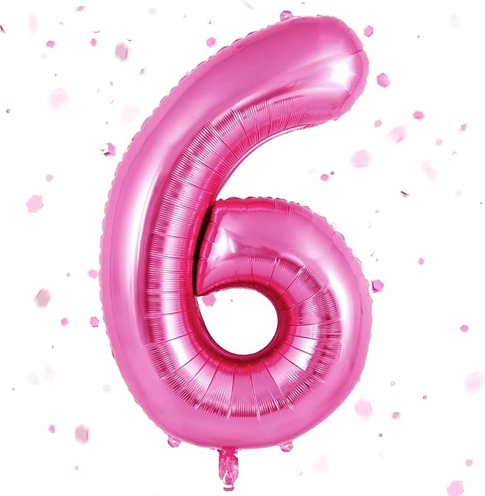 Pink Number Balloons, Large Hot pink Number 6 Balloon 40 Inch Pink 6 Balloon for Men Women Boys Girls 6th Birthday Party Decoration