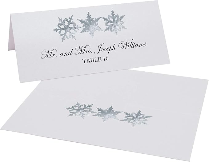 Christmas and Holiday Snowflake Pattern Printable Place Cards, Set of 60 (10 Sheets), Laser & Inkjet Printers - Wedding, Party, Dinner, and Special Events - Made in the USA
