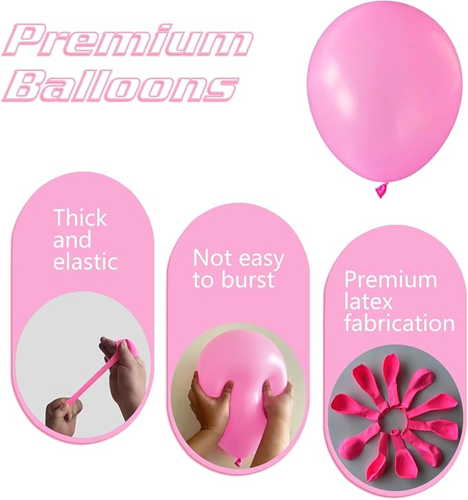 Pink Balloons 145pcs Different Sizes 5in 10in 12in 18in Pink Round Latex Balloon Helium Arch Kit Garland for Wedding Valentines Day Baby Shower Birthday Party Decoration