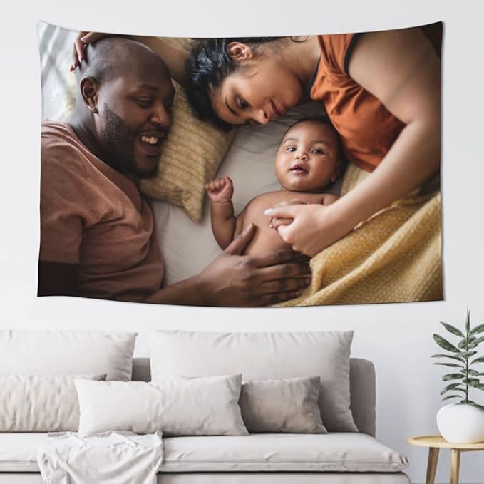 JINJUREN Custom Tapestry Upload Images Personalized Custom Tapestry Customized Backdrop Banner Print Any of Your Design Photo/Text/Logo, white, 60*90 inch Vertical