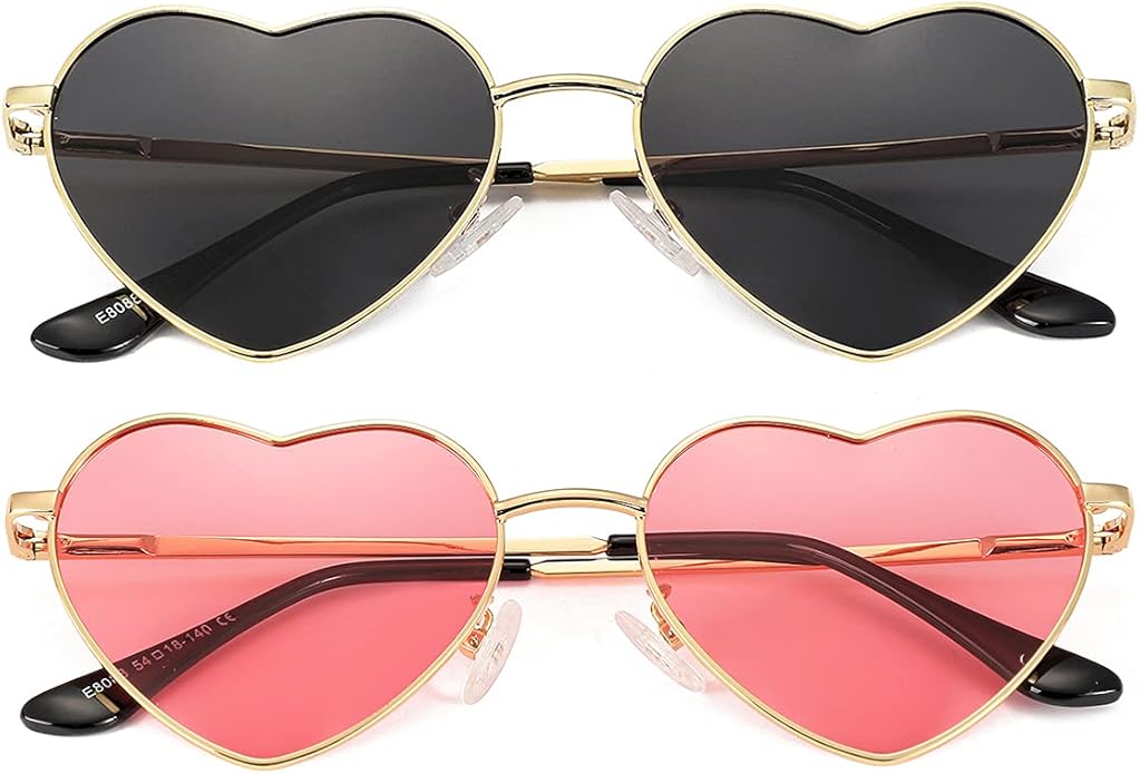 JOVAKIT Polarized Heart Sunglasses for Women Fashion Lovely Style Metal Frame UV400 Protection Lens