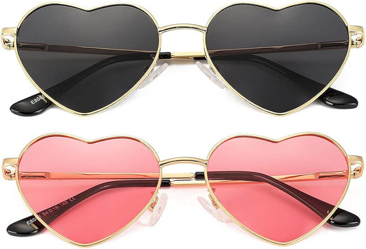 JOVAKIT Polarized Heart Sunglasses for Women Fashion Lovely Style Metal Frame UV400 Protection Lens