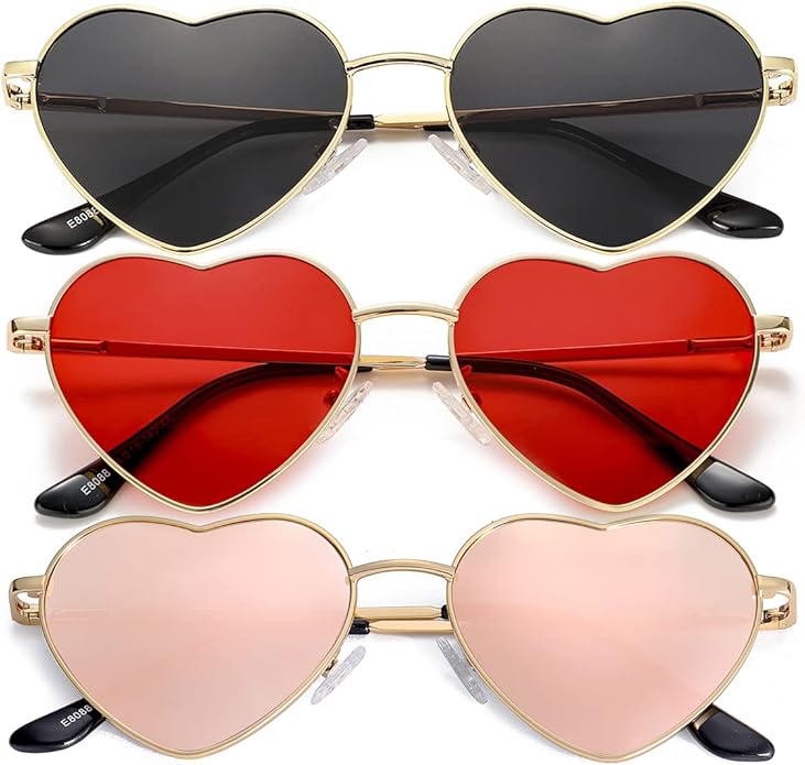 JOVAKIT Polarized Heart Sunglasses for Women Fashion Lovely Style Metal Frame UV400 Protection Lens