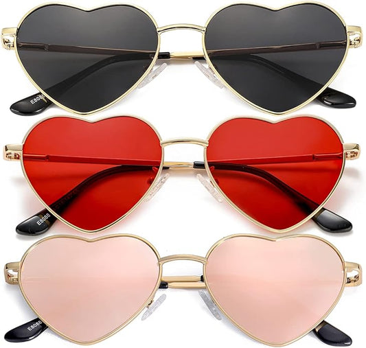 JOVAKIT Polarized Heart Sunglasses for Women Fashion Lovely Style Metal Frame UV400 Protection Lens