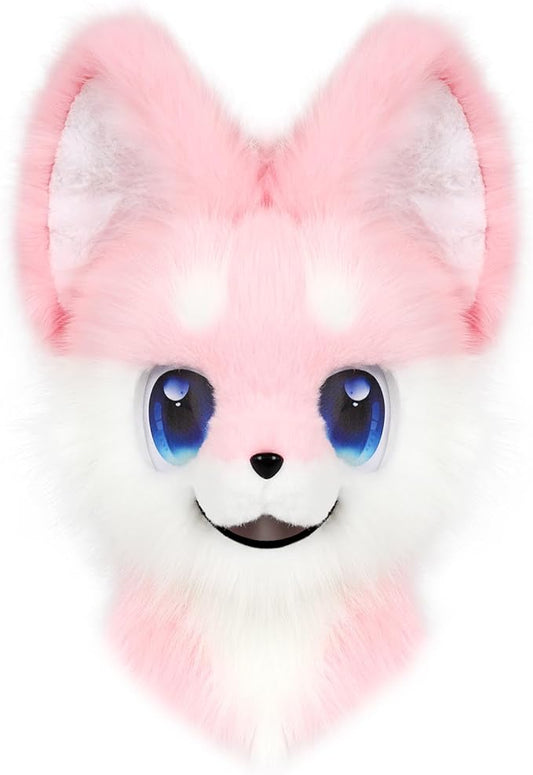 Animal Full Head Dog Mask Fursuit Therian Plush Realistic Masks for Party Halloween Cosplay Costume Accessory