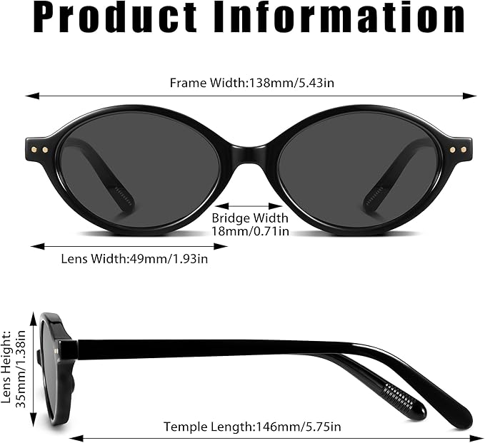 GRFISIA Retro Oval Sunglasses Womens Small Trendy Sun Glasses Sunnies UV400 Protection