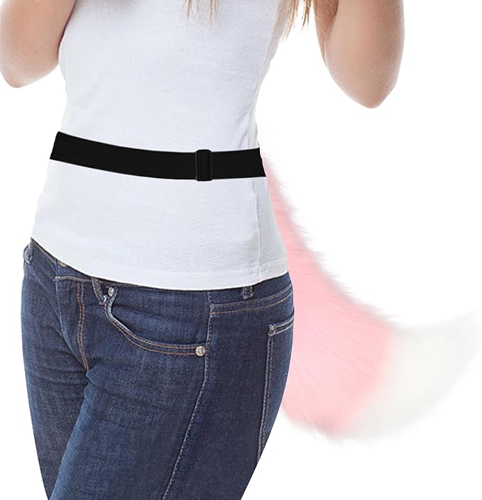 Adolala Faux Fur Wolf Fox Tail with Adjustable Elastic Belt Halloween Cosplay Costume Accessory