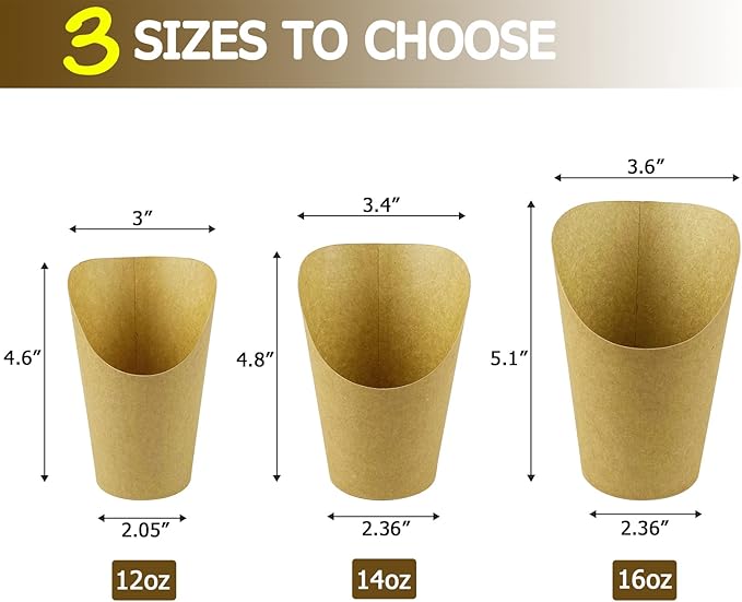 CAMKYDE 50 Pcs French Fries Holder, 16oz Disposable Paper French Fry Cups Charcuterie Cups for all Occasions (16oz)