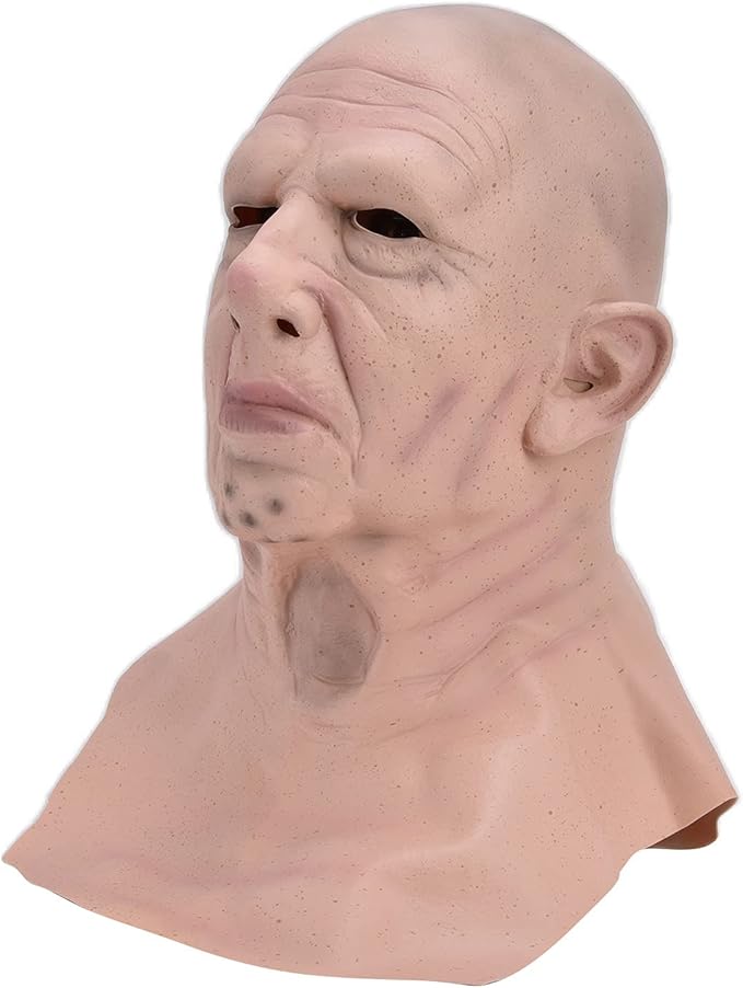 Realistic Bald Head Man Latex Human Face Funny Scary Halloween Costume Cosplay Props for Halloween Parties and Haunted Houses Suitable for Adults and Teens Over 14 Years Ol