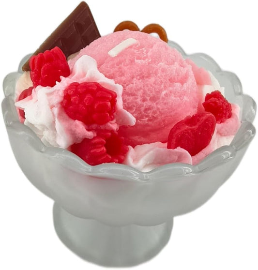 Generic Ice Cream Aromatherapy Candles, Glass Goblet, Decorative Dessert Shape, Fruit Fragrance, Christmas Birthday Festival Gift (Vanilla Raspberry)