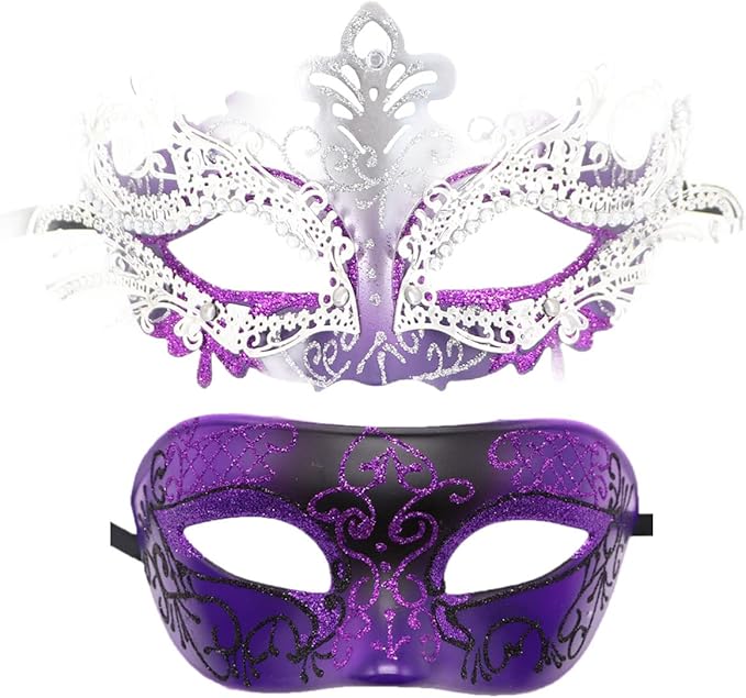 Coolwife Couples Masquerade Masks Metal Venetian Mardi Gras Party Evening Prom Costume Mask