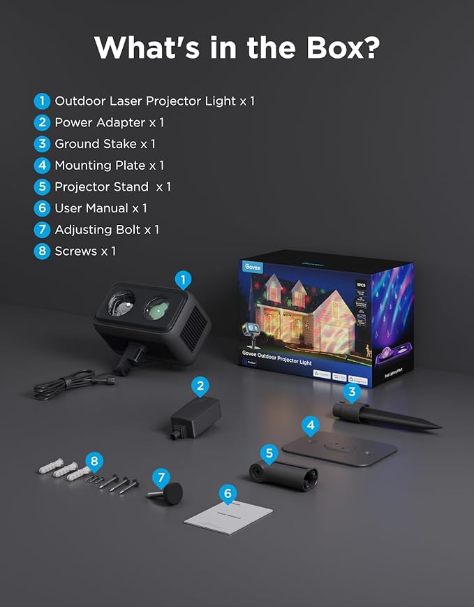 Govee Outdoor Projector Light, Upgraded Aurora Star Projector with 16 RGB Patterns, 50+ Scene Modes for Indoor & Outdoor Holiday Decor, Works with Alexa, Google, Matter, IP65 Waterproof