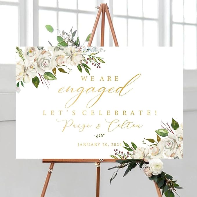 Personalized Engagement Welcome Sign, Engagement Party Sign, Engagement Decor, Engagement Decorations, Engagement Sign, Engaged Sign, Engaged Welcome Sign UNIPROSIGNS #1, Version-01