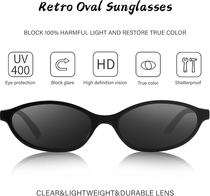 Retro Oval Cat Eye Sunglasses for Women Y2k Designer Trendy Narrow Shades UV protection Sun Glasses