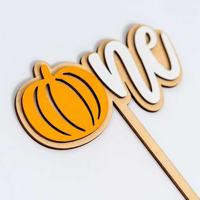 Pumpkin One Cake Topper - First Fall Harvest Theme Party Decoration, Halloween 1st Birthday Party Decoration, First Birthday Party Cake Smash Topper，Fall Thanksgiving Party Supplies