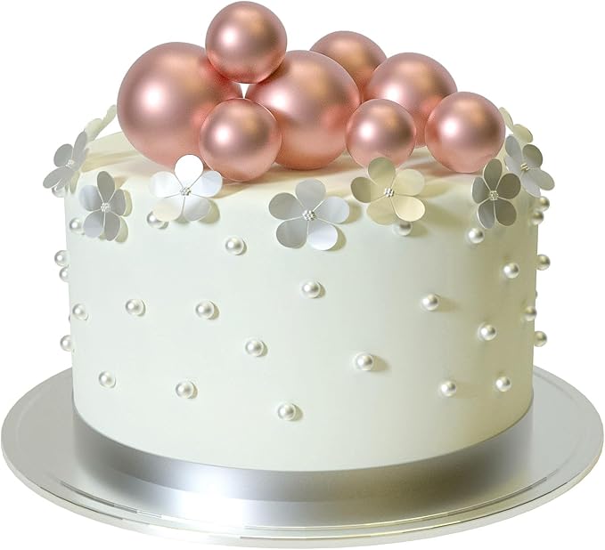 ASTARON 20 Pcs Ball Cake Topper Decorations Mini Balloons Cake Topper Sticks Rose Gold Balls Cake Picks Cake Topper Balls Cake Decorations for Wedding Birthday Cake Decorations