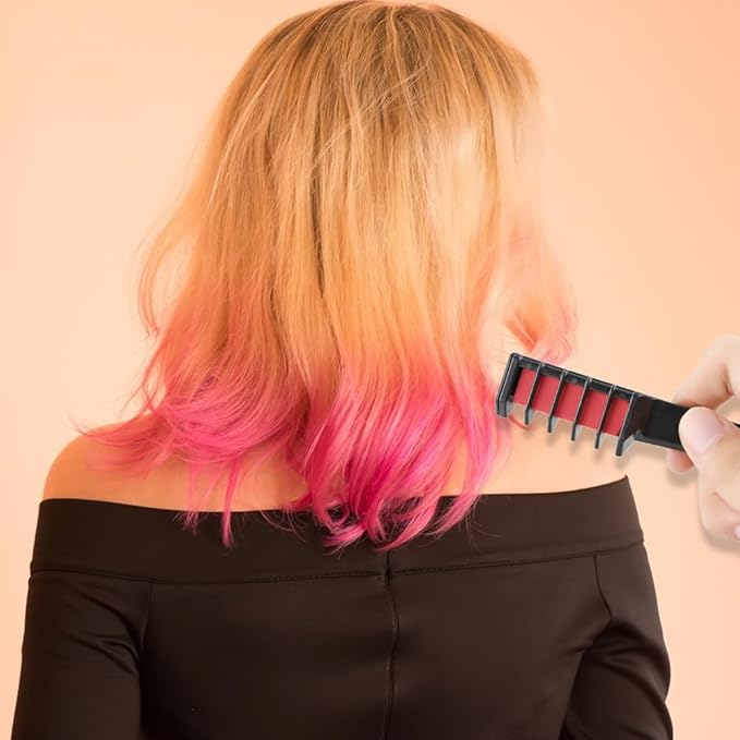 12 Colors Festive Fun Hair Chalk Combs, 2026 New Temporary Glitter Hair Colors Hair Chalk Combs, Washable DIY Hair Color Dye for Birthday Christmas Party Gifts for Teenage Girls Kids (6 Colors)