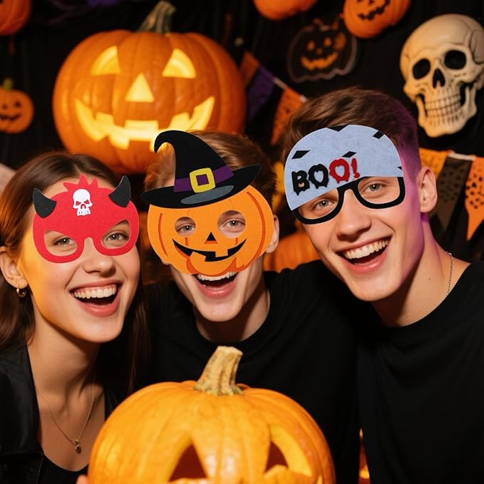 15pcs Felt Halloween Mask NO DIY Cat Witch Pumpkin Vampire Ghost Costume Accessories for Halloween Party Favors
