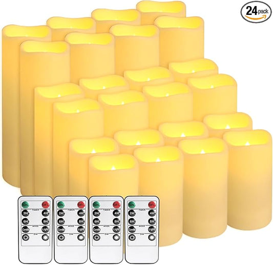 24-Pack LED Flameless Candles with Remote Control - Perfect for Home, Parties, and Special Occasions - Create a Magical Ambiance Effortlessly(Three Sizes).