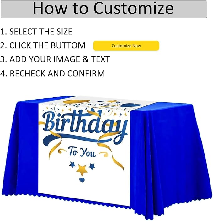 Custom Table Runner, Customize Tablecloths with Business Logos or Your Text and, Personalize DIY The Tablecloth with Your Image, Suitable for Birthday, Party, Wedding, Holiday Decorati