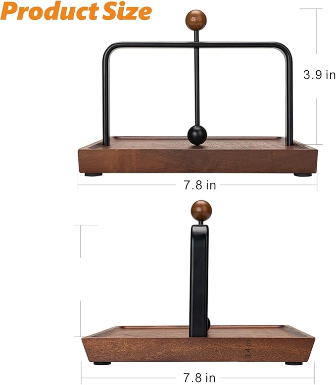 ALLCENER Wooden Napkin Holder for Table, Rustic Kitchen Decor for Counter, Cocktail Flat Napkin Holder with Weighted Arm and Handle for Kitchen, Hotel, Cafe, Bar