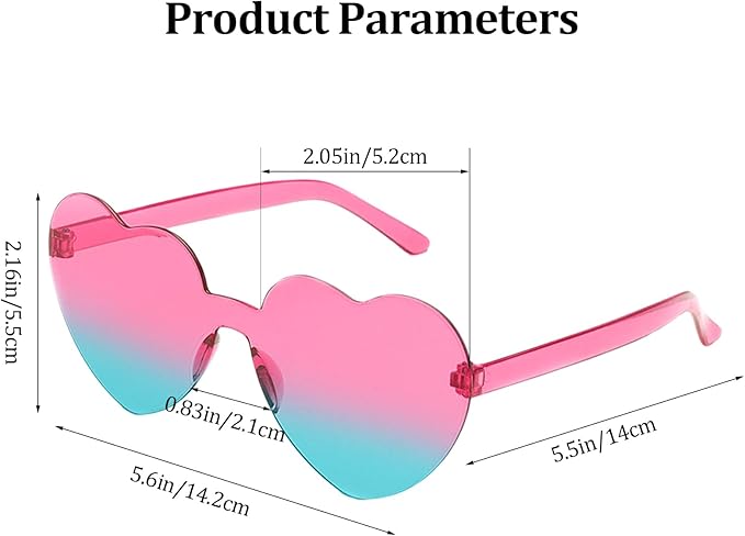 20 Pairs Heart Shaped Sunglasses, Rimless Colorful Candy Eyewear for Women & Men, Fun Transparent Jelly Love Glasses for Parties, Weddings, & Summer Events