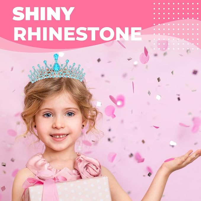 Birthday Tiara and Crown with Sash for Women, Hair Accessories for Wedding Party Costume (B - Blue)