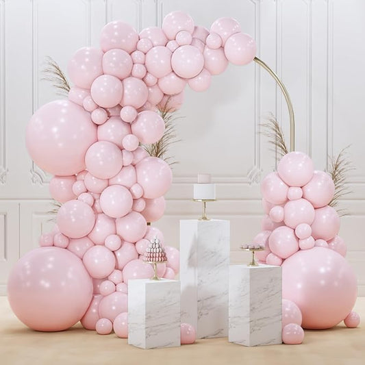 PartyWoo Pale Pink Balloons 85pcs Different Sizes of 18 12 10 5 Inch Light Pastel Baby Pink Balloon Arch Kit for Engagement Bachelorette Baby Shower Easter Birthday Party Decorations Pink-Q01