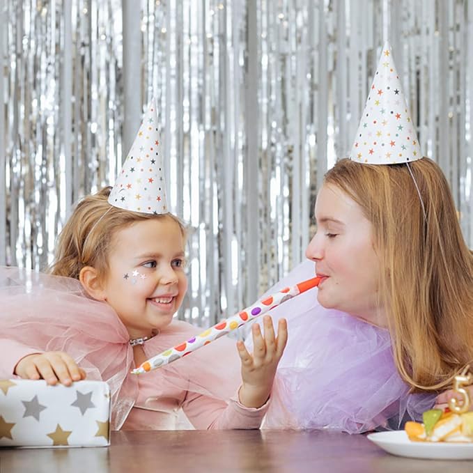 3 Pack Silver Foil Fringe Backdrop Curtains Party Streamers Metallic Tinsel Birthday Backdrop Christmas Bachelorette New Year Engagement Graduation Disco Party Decorations Glitter Backdrop