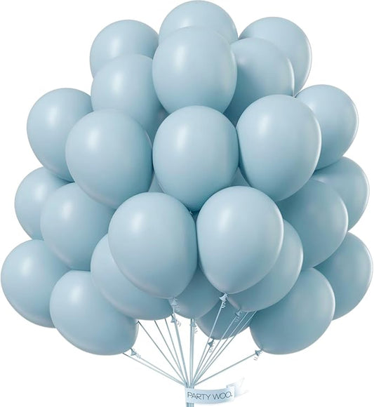 PartyWoo Dusty Blue Balloons 100 pcs 12 inch Light Blue Aqua Balloons for Graduation Wedding Baby Shower Gender Reveal Anniversary Graduation Birthday Party Decorations Blue-F28